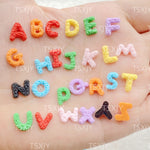 lettres alphabet miniatures texturées opalescentes multicolores nail art décoration scrapbook artisanat bricolage figurines