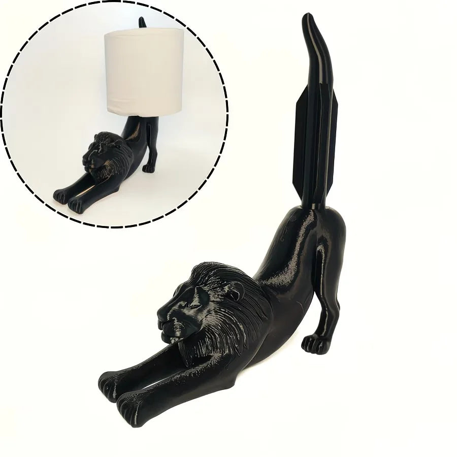 porte rouleaux papier toilette forme lion noir texturé moderne salle bain décoration animalière