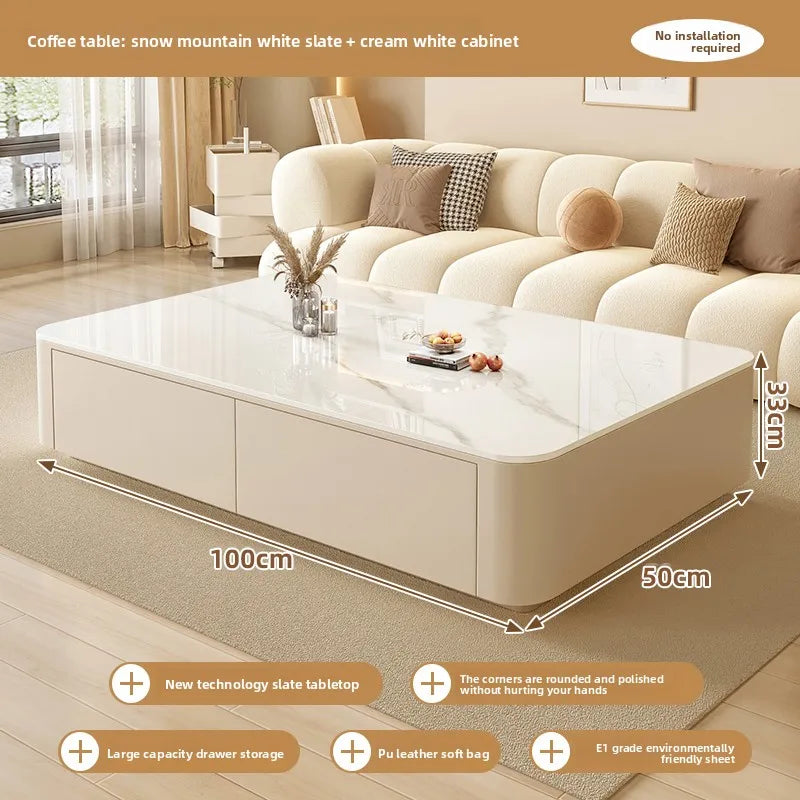 table basse moderne marbre gris blanc tiroirs coussins salon meubles decoration