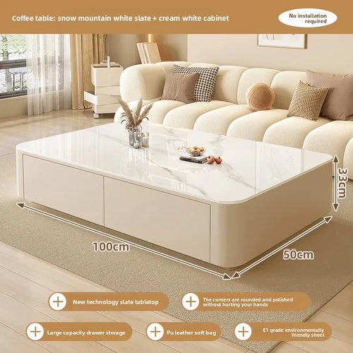table basse moderne marbre gris blanc tiroirs coussins salon meubles decoration