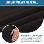 housse chaise velours élasthanne noir moderne élastique zip ajusté 45 60cm