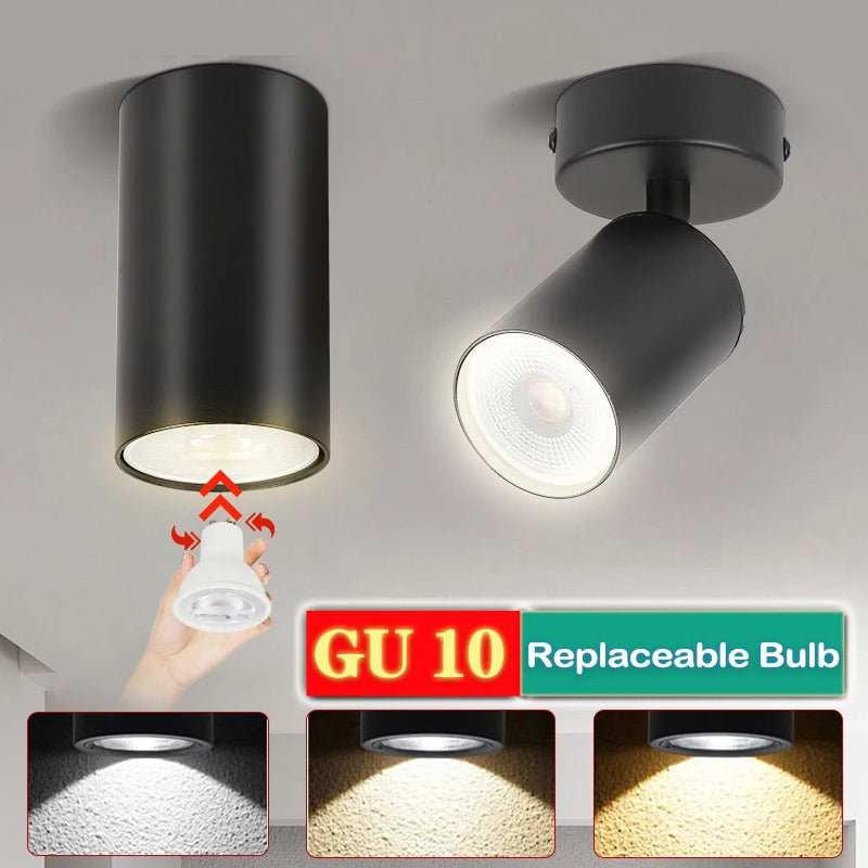 spot lumineux led gu10 noir blanc change couleur moderne interrupteur poussoir amovible