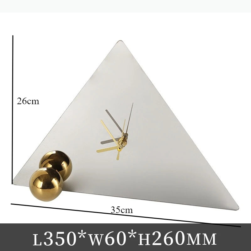 horloge triangle moderne argentée dorée murale adhésive aiguille automatique minimaliste métal
