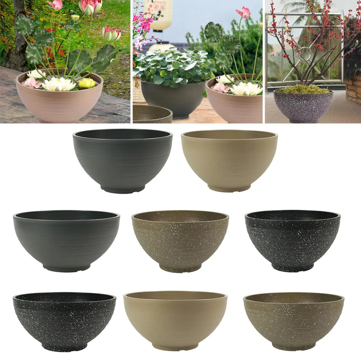 bols planter moderne noir beige flottantes plantes aquatiques decoration extérieur intérieur
