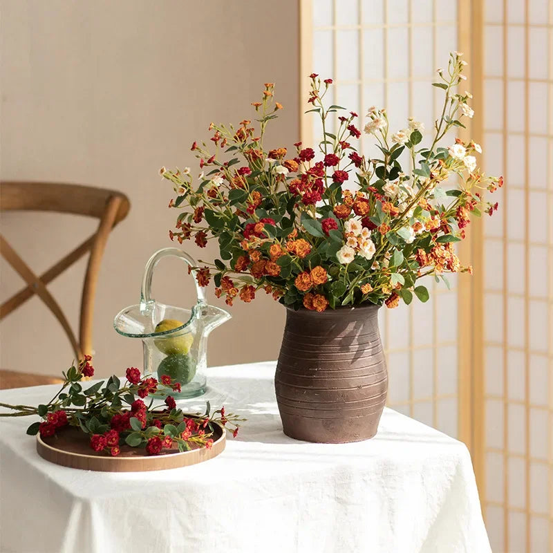 fleurs artificielles bouquet roses rouges oranges blanches naturelles décoration intérieure mariage anniversaire