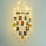 cadre photo murale bois corde tressée pompons bohème chambre enfant decoration chambre cadeau amis