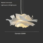 lampe suspendue moderne feuilles ouvertes blanc opacité éclairage chaleureux interrupteur bouton semi encastré