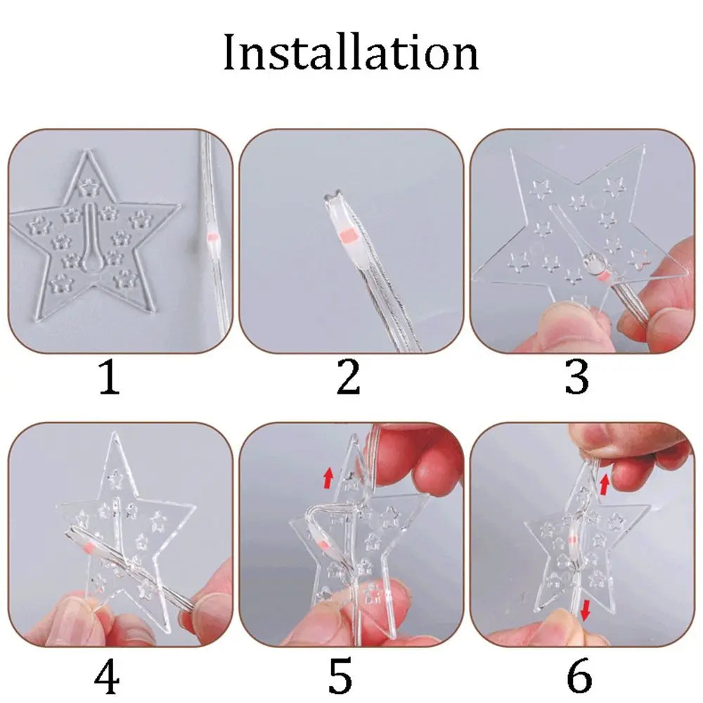 guirlande lumineuse étoiles blanc doré moderne adhésif 100 led 3m 1m noël