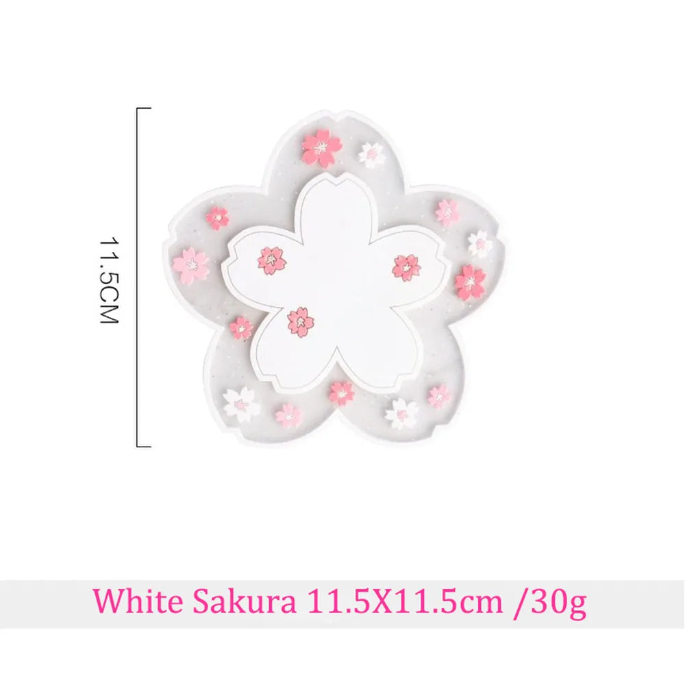 coasters polyester transparents fleurs roses blanches modernes antidérapants cuisine décoration