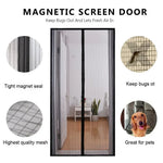 rideau porte magnétique noir maille fine moderne anti insectes pliable polyester