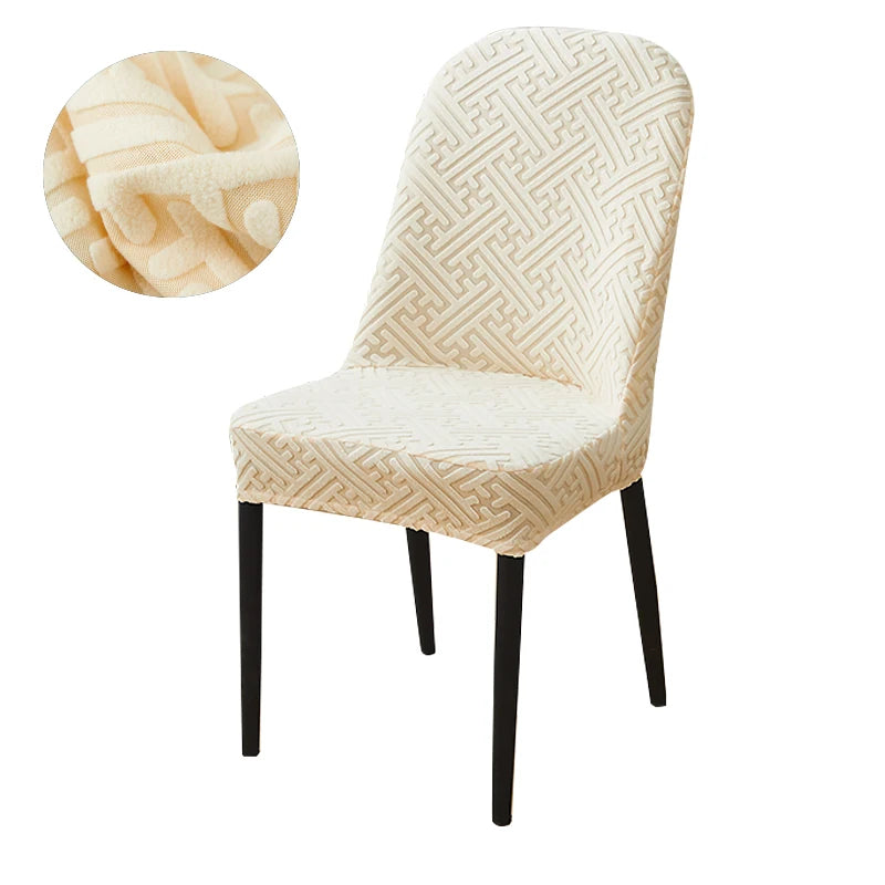 housse chaise extensible jacquard gris moderne fauteuil salle manger banquet