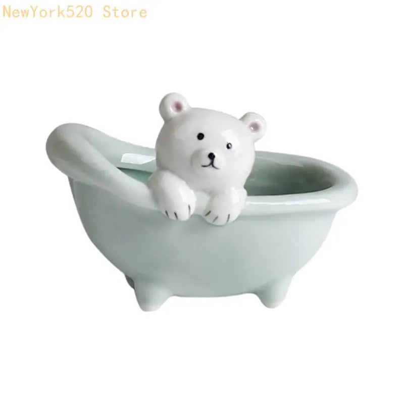 vasque céramique cochon ours blanc rose gris décoration cartoon fleur artificielle