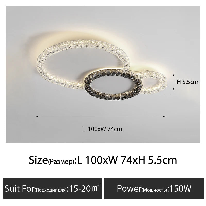 plafonnier led transparent moderne cristaux sans ombre interrupteur poussoir tension 90 260v flux lumineux