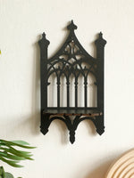 étagère murale gothique noire ajourée décoration chambre bois cristaux cadeau femme homme
