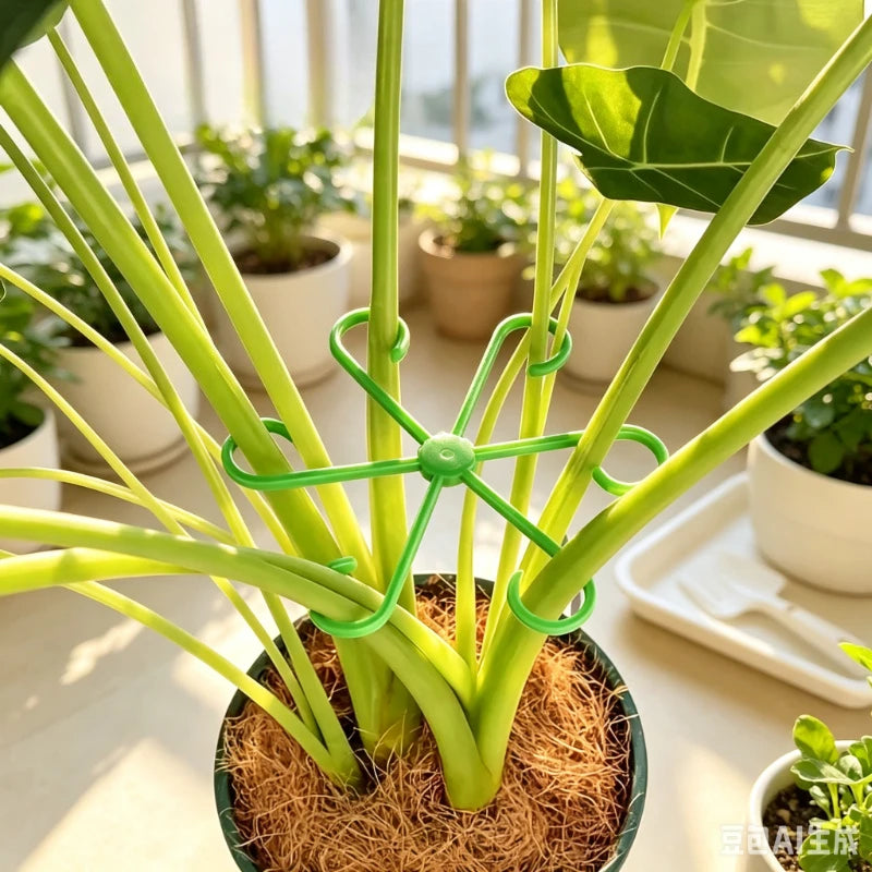 supports plantes étoile vert clips réglables moderne jardin pot fleur