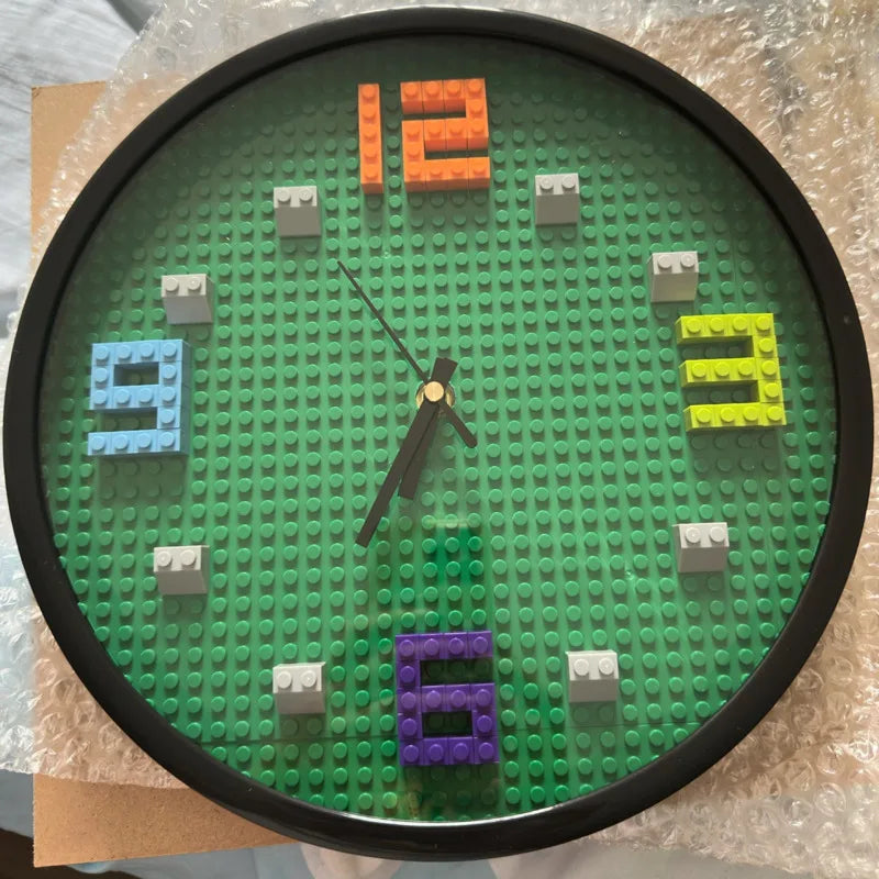 horloge murale circulaire dessin animé aiguille plastique couleur brique moderne décoration enfant chambre sáng