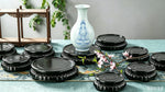 support décoratif bois sculpté classique thé vin vases fleurs bonsaïsCJK