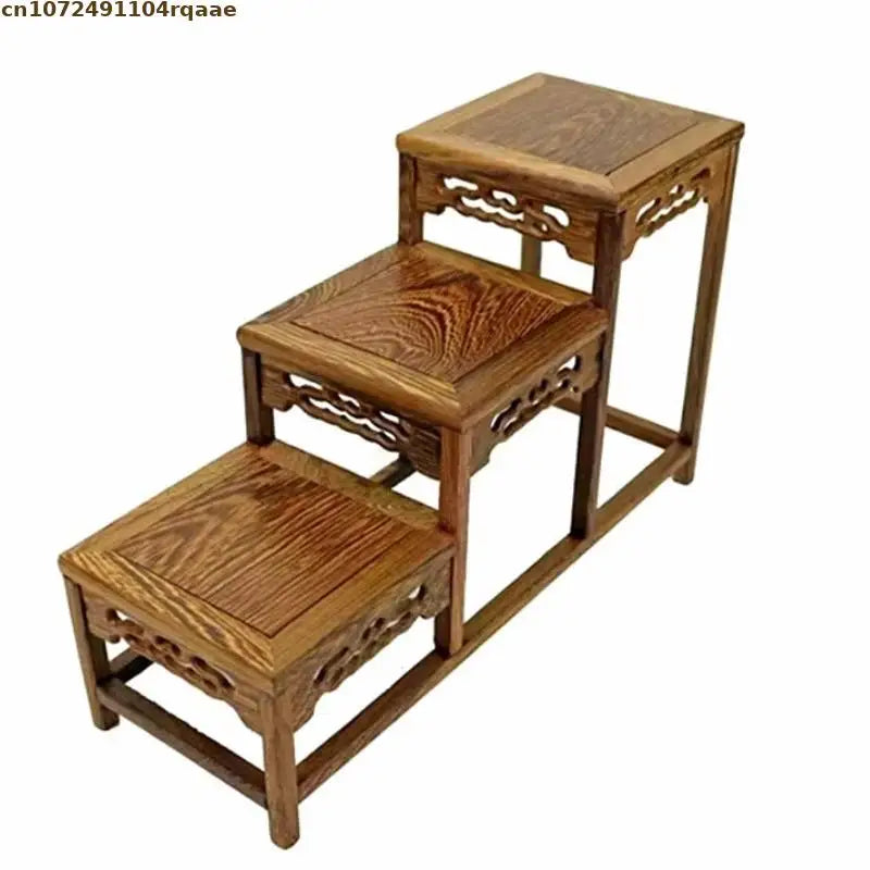 support pot bois sculpté banc tabouret traditionnel décoration patio étagère plant stand organisateurextérieurintérieur