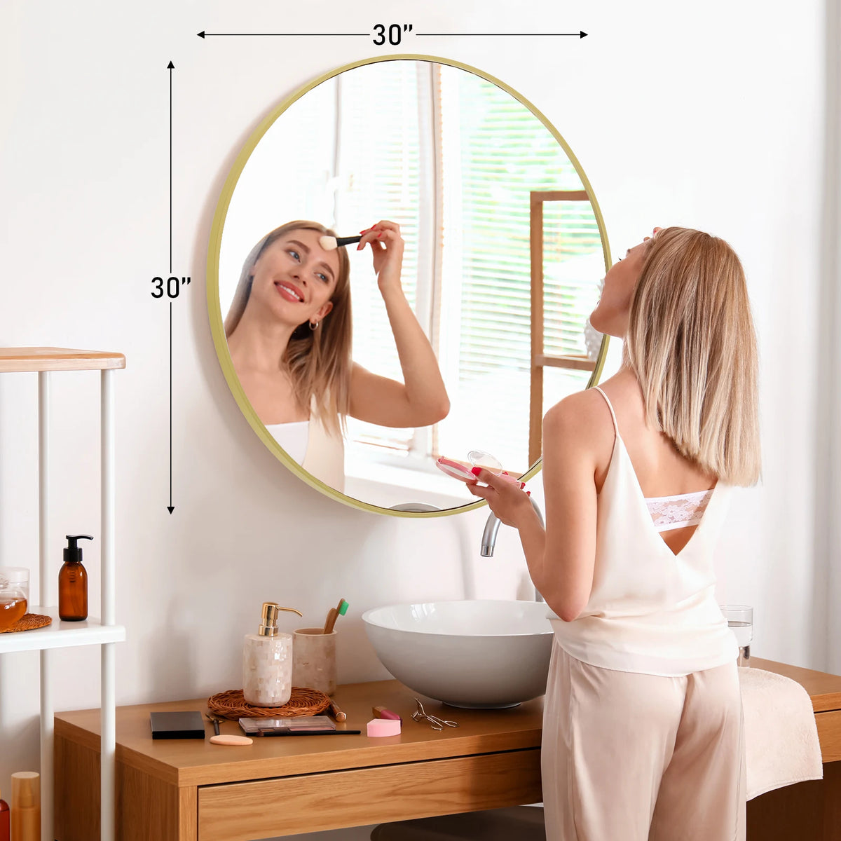 miroir rond or cadre doré moderne support mural chambre salon durable élégant autonomepage num