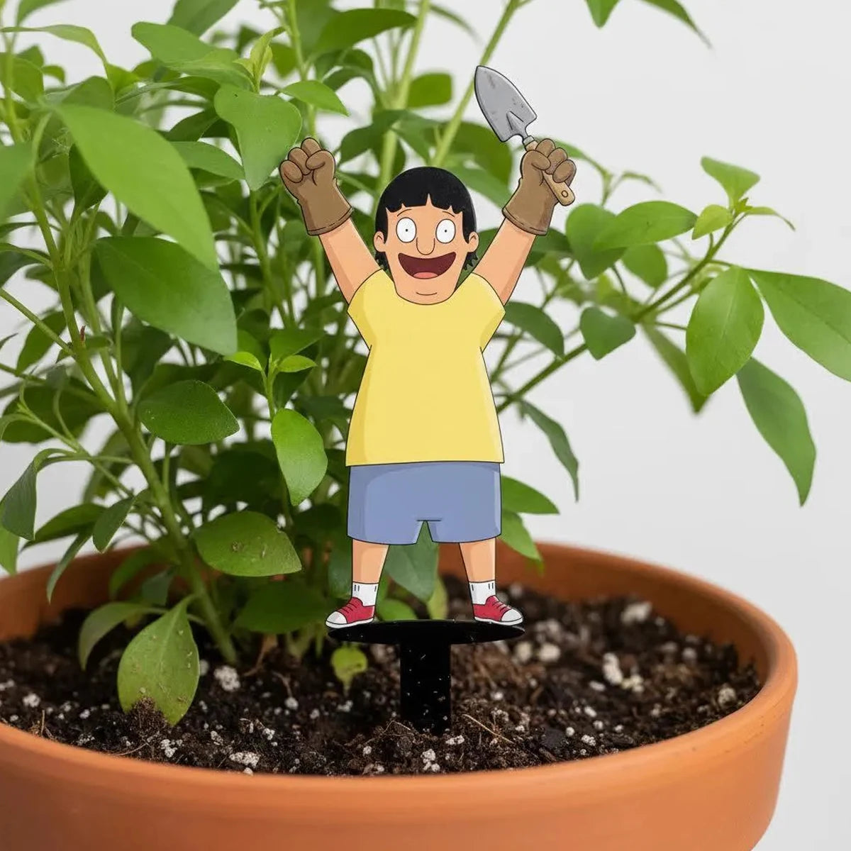 figurines jardiniers extérieures scies pelles gants chapeaux rose bleu vert cartoon decoration pot plantes