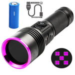 lampe torchon uv led rechargeable anti choc autodéfense affichage lcd texture anti glisse noire