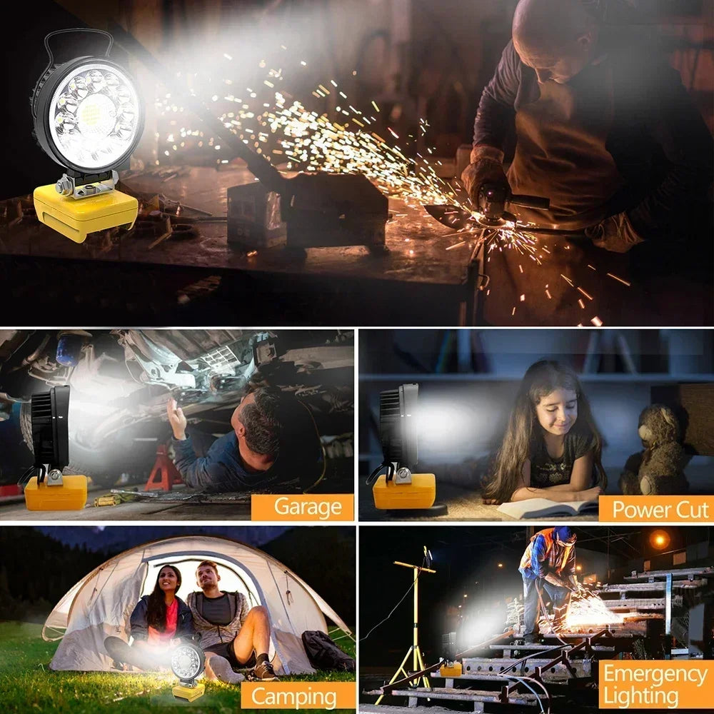 lampe travail led noir jaune 5000lm 35w clips usb moderne fonctionnelle
