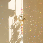 décoration murale suncatcher or multicolore fleur lotus artisanal bohèmeextérieur chambre jardin