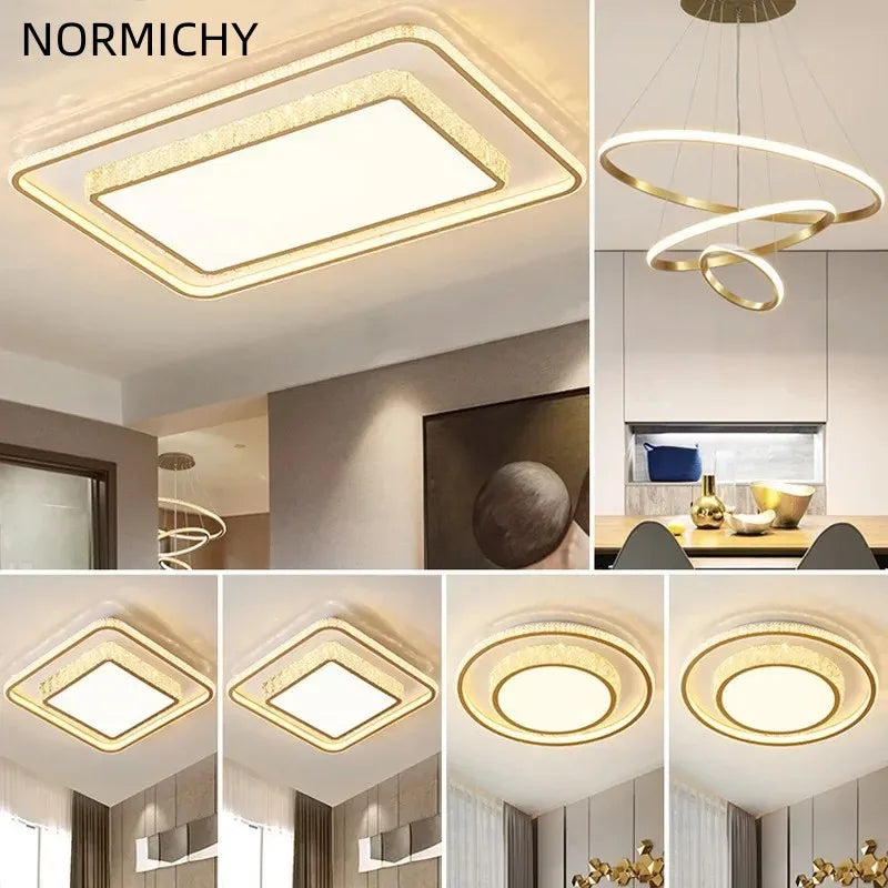 lampe led moderne cristal doré salon chambre éclairage contemporain fixations invisibles haute luminosité