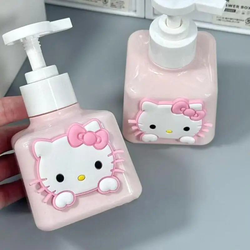distributeur savon mousse hello kitty rose noeud papillon pompe rechargeable salle bain kawaii cartoon
