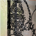 rideau noir blanc floral ajouré translucide classique élégant anneaux métalliques mur rideau fenêtre