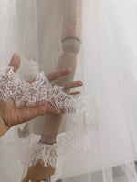 voile mariée deux couches dentelle fine blanc classique bordure décorative translucide femme
