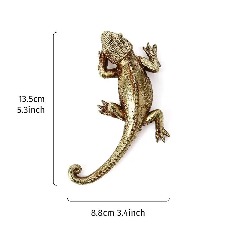 statuette lézard doré résine réaliste décoration murale maison jardin terrasse opaque détaillée