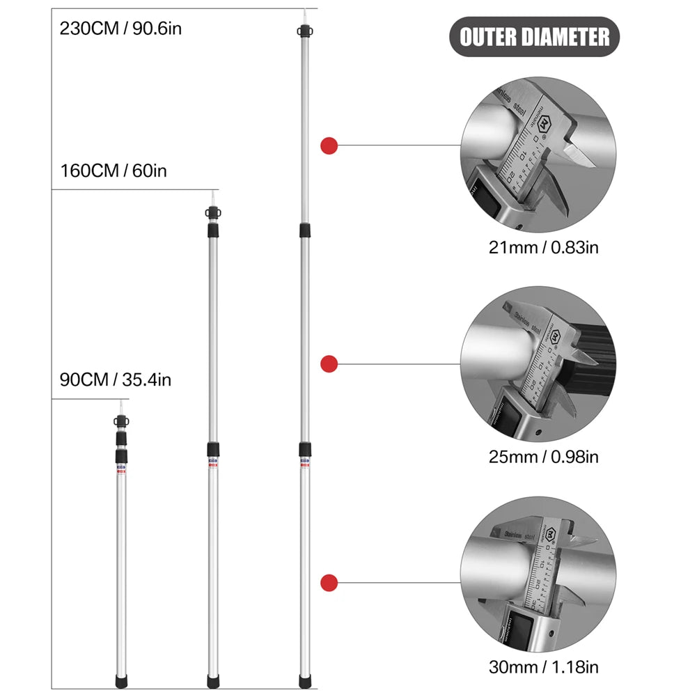 Poteau télescopique en aluminium réglable en hauteur