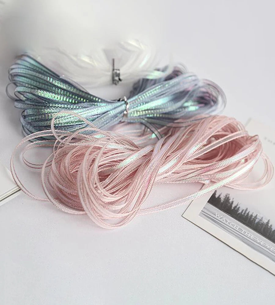 rubans polyester dentelle 3mm large rose pâle gris blanc modernes élégants clips métalliques bricolage