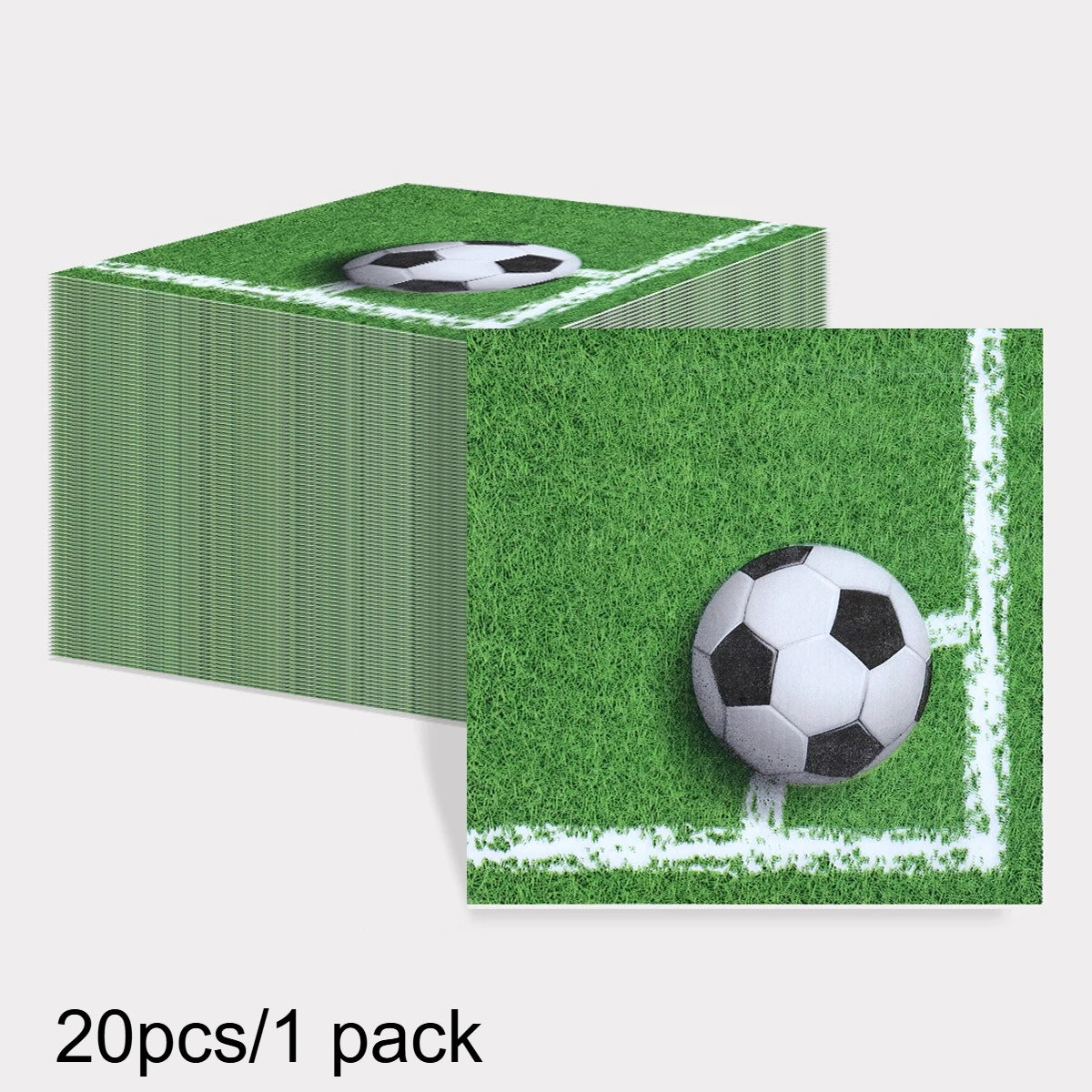 serviettes jetables papier motif football herbe blanche serviettes festives thème sport vertes rondes occasions