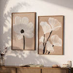 toile d'art minimaliste moderne fleurs stylisées abstrait beige blanc noir sans cadre