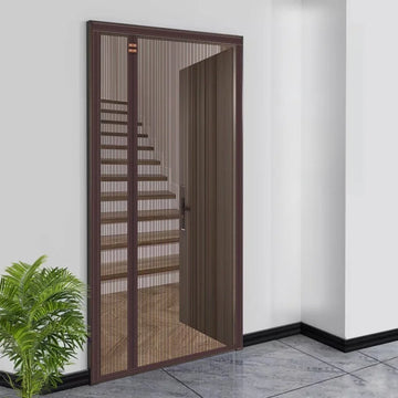 rideau porte magnétique maille diamant anti moustiques velcro gris moderne chambre ventilationécran