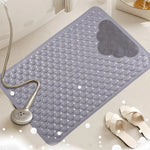 tapis bain antidérapant microfibre gris bleu clair nuage texturé moderne minimaliste douche salle bain