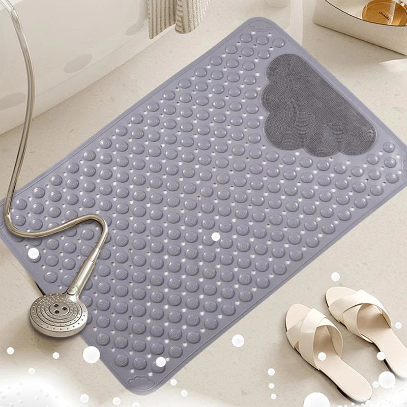 tapis bain antidérapant microfibre gris bleu clair nuage texturé moderne minimaliste douche salle bain