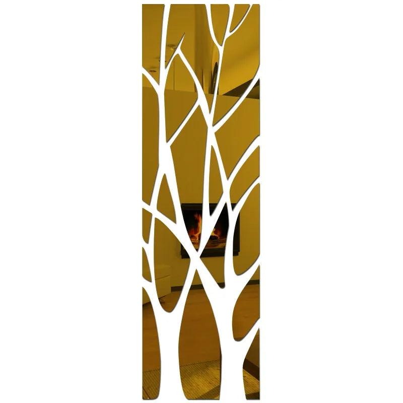 sticker mural acrylique branches stylisées moderne minimaliste blanc gris doré