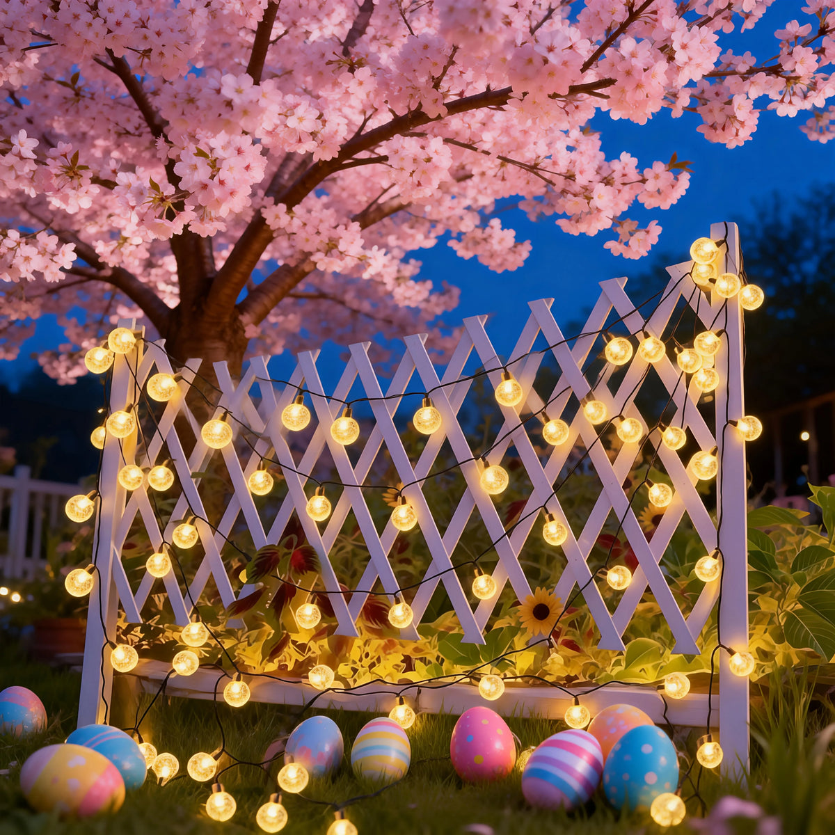 guirlandes lumineuses solaires led jaune orangé boules rondes patio jardin decoration nocturne modes auto