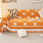 couverture canapé orange motif géométrique moderne adhésif lavable machine 180x230cm