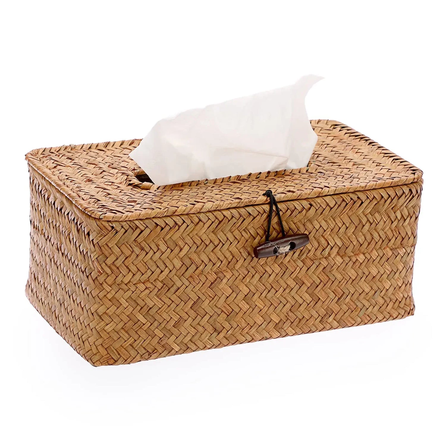 Détail de la texture de paille de la boîte à mouchoirs