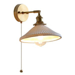 lampe murale moderne or blanc rayures minimaliste japonais interrupteur tirer ampoule led vis fixations