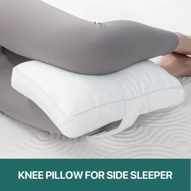coussin genou blanc uni confort bande velcro literie dormir soulagement sommeil lateral support jambes