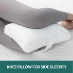 coussin genou blanc uni confort bande velcro literie dormir soulagement sommeil lateral support jambes