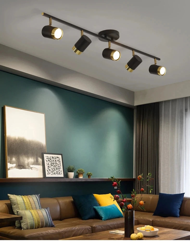 luminaire spot led moderne noir or rond minimaliste salon intérieur maison