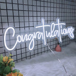 néon lumineux blanc congratulations moderne transparent chaîne câble électrique 76x28cm