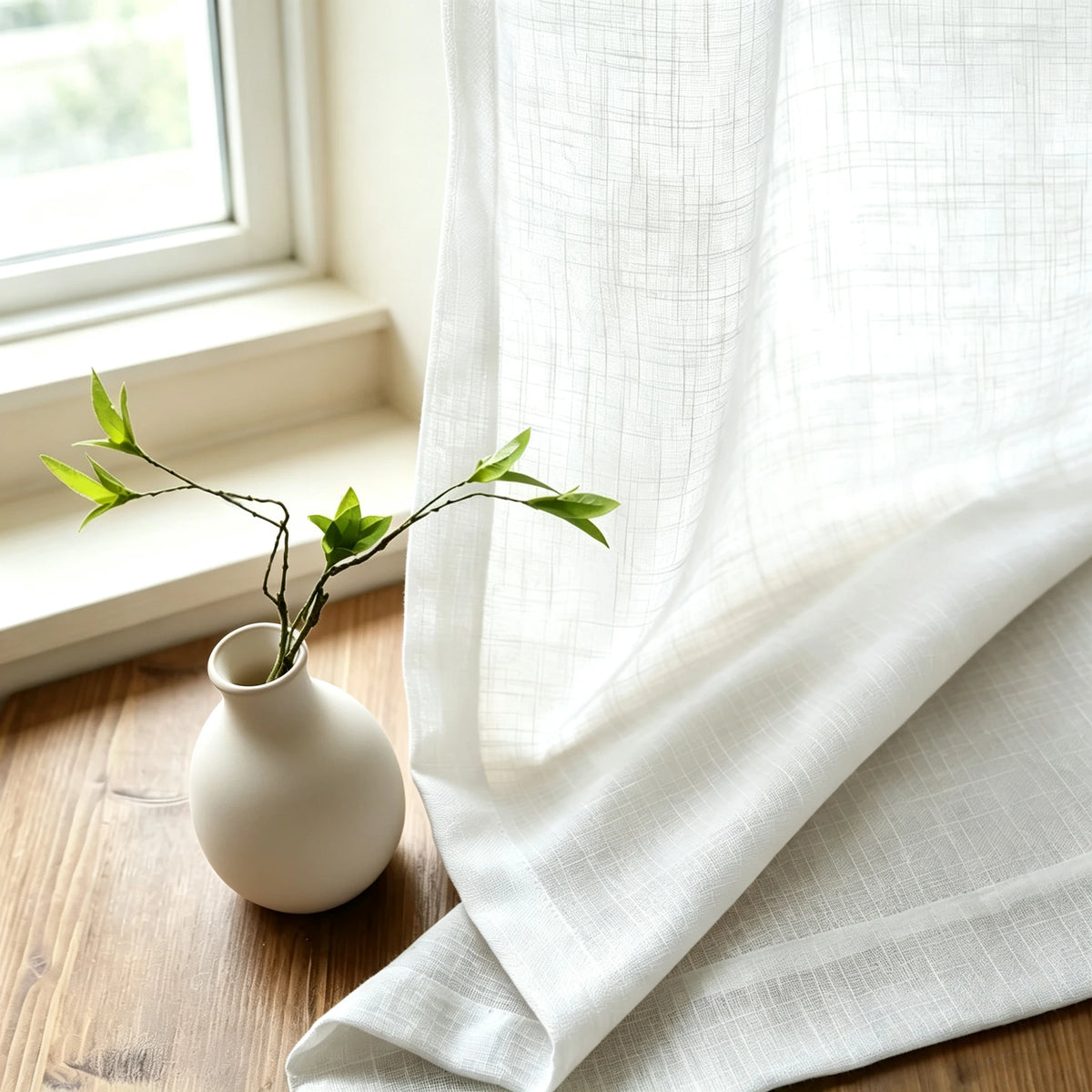 rideaux blancs tissés motif texturé protection uv moderne minimaliste maison chambre salon