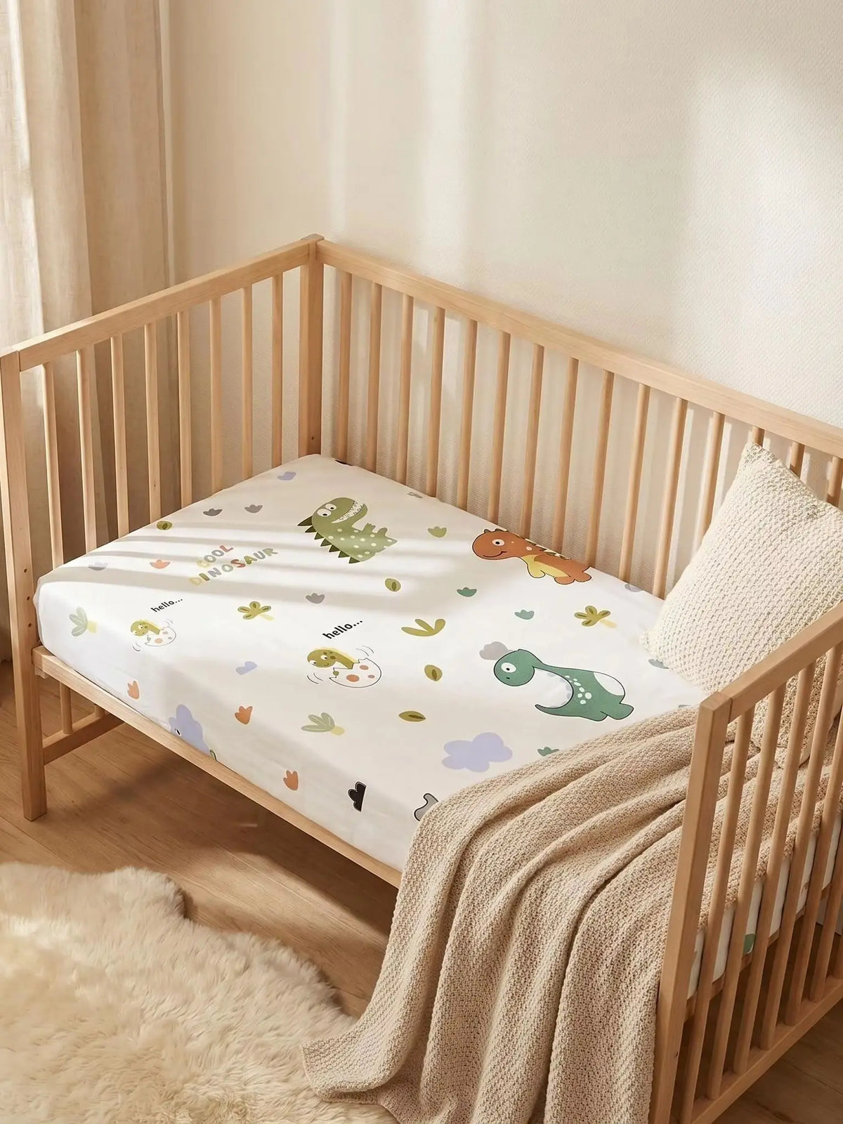 drap lit bébé coton blanc motifs animaux moderne oreiller inclusion points colorés enfants 1ans